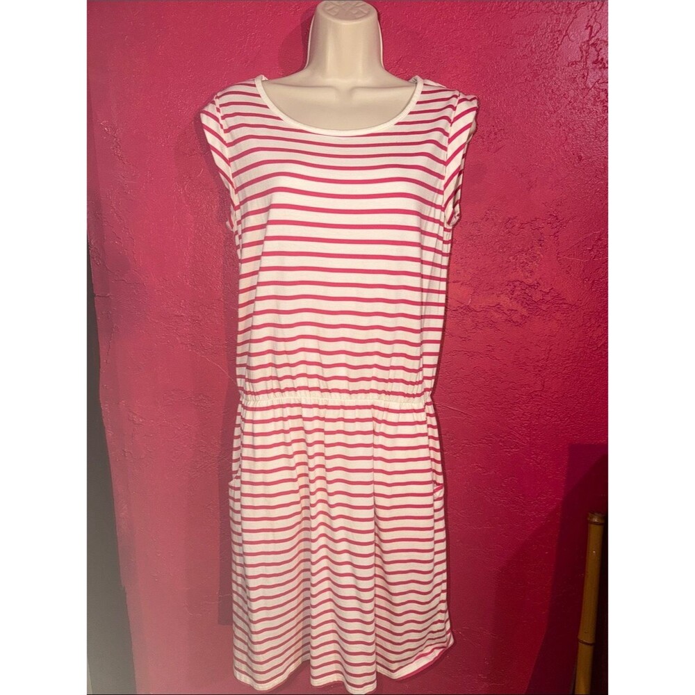 Boden super soft & comfy White & Pink BlackBerry Striped Tank Dress. Sz 8.